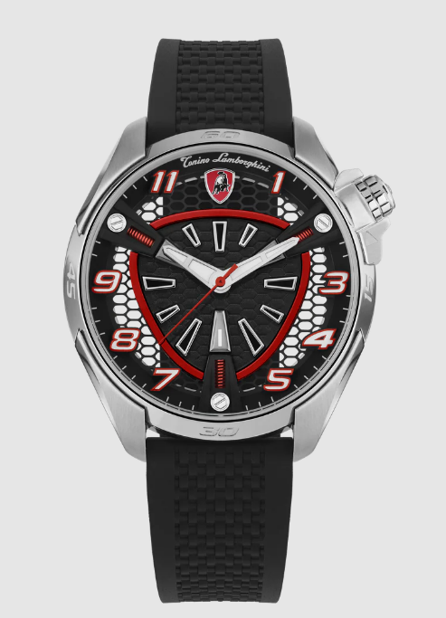 best luxury Lamborghini SHOCK ABS Silver/Red TLX_TLABSR-SS-R watches for men